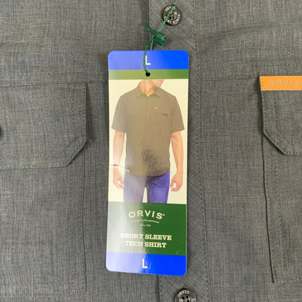 Orvis Mens Short Sleeve Tech Shirt Grey Stone UPF 30+ Quick Dry Large 1183723 - Picture 2 of 10